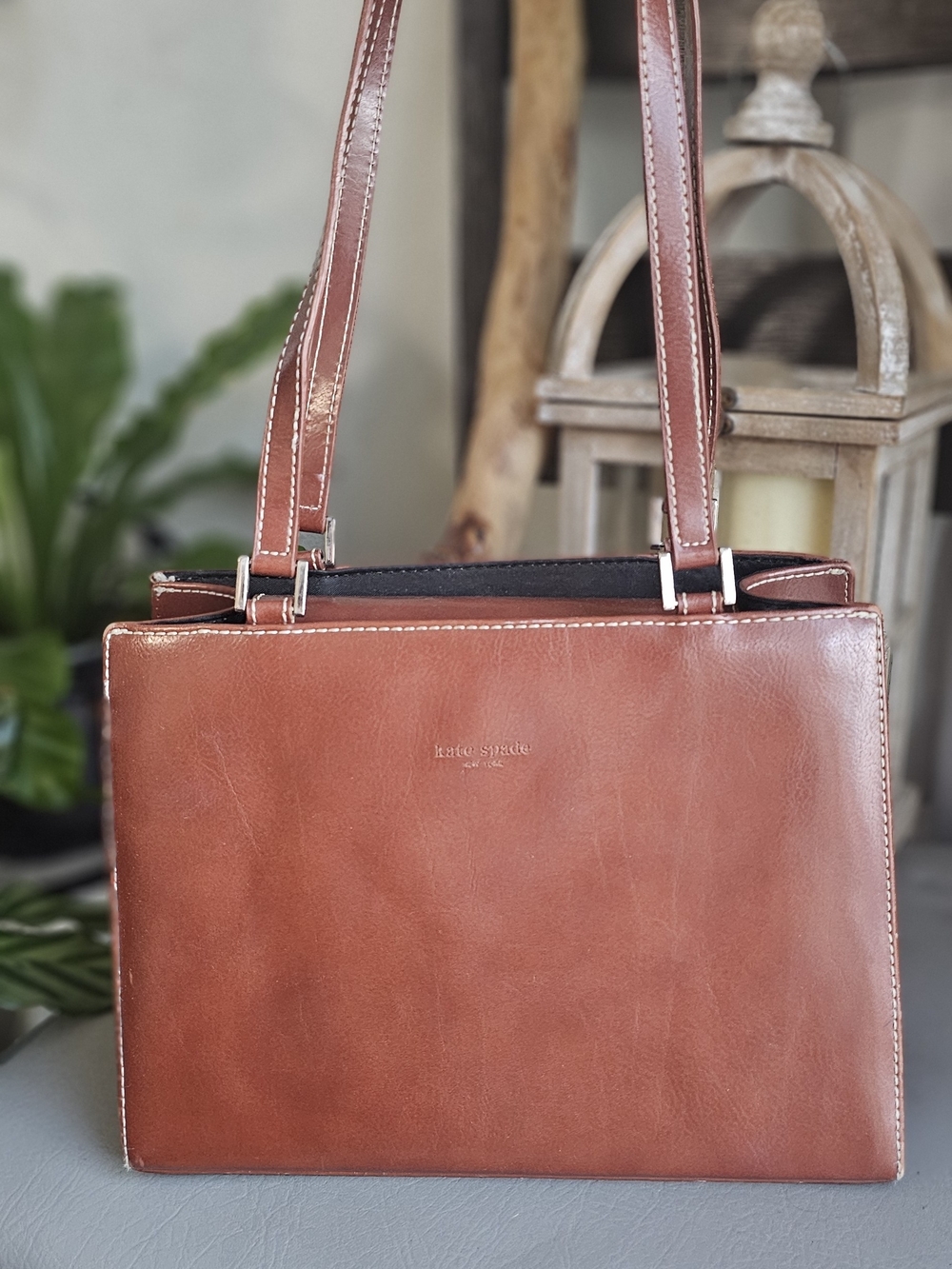 Kate Spade Chestnut Brown Leather Double-Handle Shoulder Bag